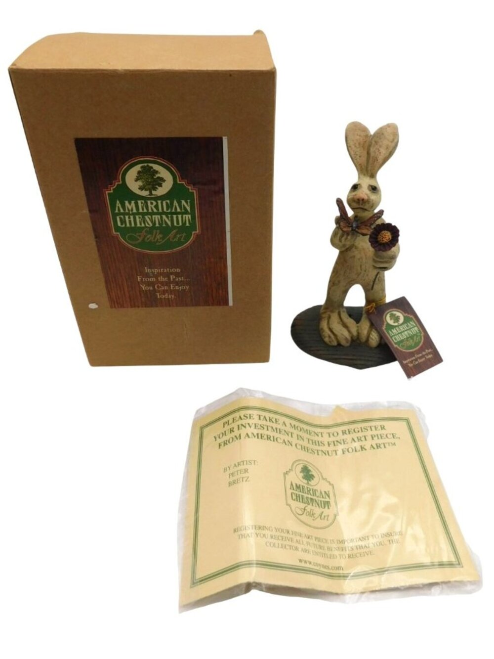 American Chestnut Folk Art Natures Small Miracles Rabbit Figurine Peter Bretz